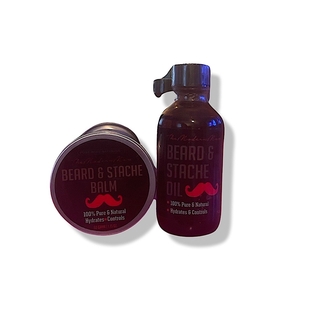 Beard & Stache Balm and Oil Combo with Pure & Natural Hydrates and Controls -New